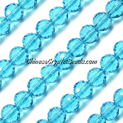 Round crystal beads, 10mm, aqua, 96 cutting surfaces, 20 pieces - Click Image to Close