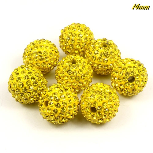 Alloy pave 200 Rhinestones disco 14mm beads , gold yellow, Pave beads, 1 piece - Click Image to Close