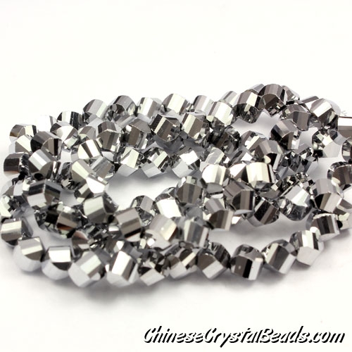 6mm Crystal Helix Beads Strand Silver, about 50 beads - Click Image to Close
