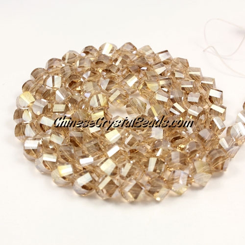 6mm Crystal Helix Beads Strand silver champagne AB, about 50 beads - Click Image to Close
