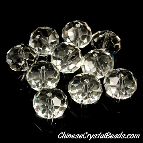 Crystal Rondelle Bead Strand, Clear, 12x16mm ,10 piece - Click Image to Close