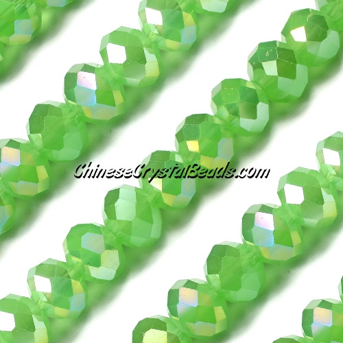 70 pieces 8x10mm Chinese Crystal Rondelle Bead Strand, Green jade AB - Click Image to Close
