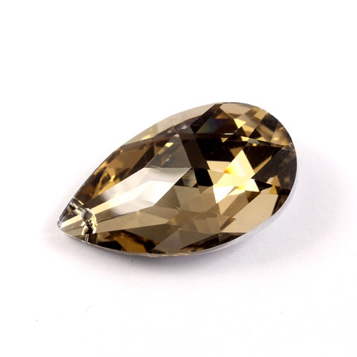 38x22mm Chinese Crystal Faceted Teardrop Pendant, gold, hole: 1.5mm - Click Image to Close