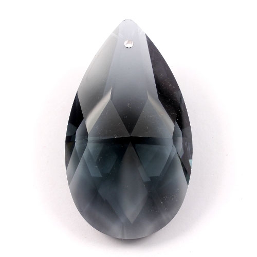 50x28mm Crystal Faceted Teardrop Pendant, Black Diamond, hole: 1.5mm - Click Image to Close