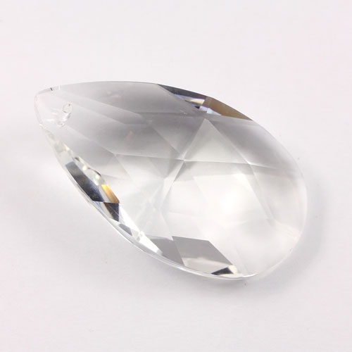 50x28mm Crystal Faceted Teardrop Pendant, Clear, hole: 1.5mm - Click Image to Close