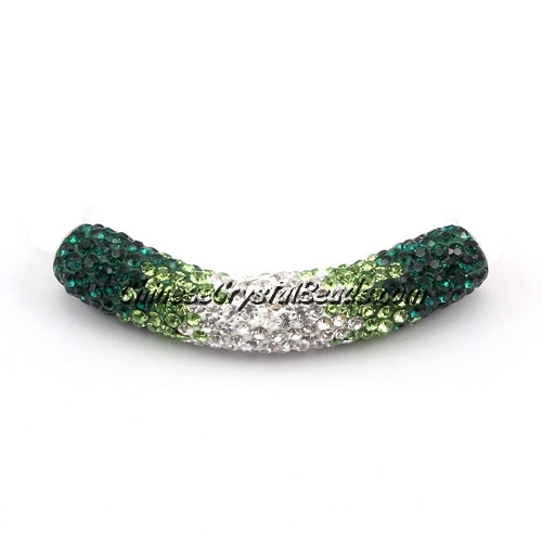 Pave Pipe beads, Pave Curved 52mm Bling Tube Bead, clay, #011 - Click Image to Close