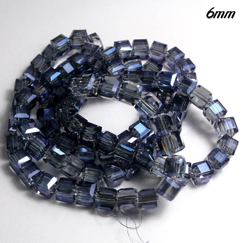 98Pcs 6mm Cube Crystal beads, Magic Blue - Click Image to Close