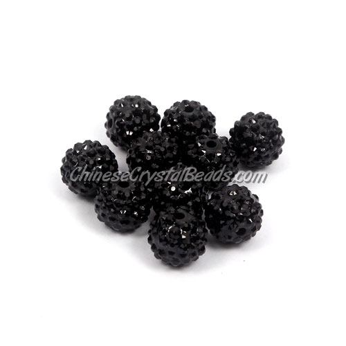 Pave Beads, resin, pave disco beads, Black, 10mm, 10 pcs - Click Image to Close
