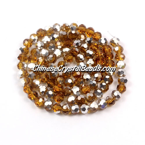 Chinese Crystal round Bead Strand, amber Half silve, 4mm ,about 100 beads - Click Image to Close