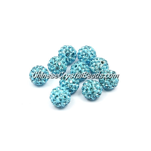 50pcs, 8mm Pave beads, clay disco beads, hole: 1mm, aqua - Click Image to Close