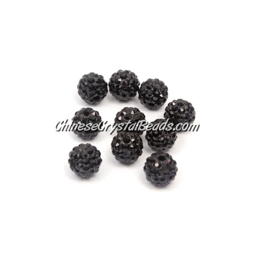 50pcs, 8mm Pave beads, hole: 1mm, black - Click Image to Close