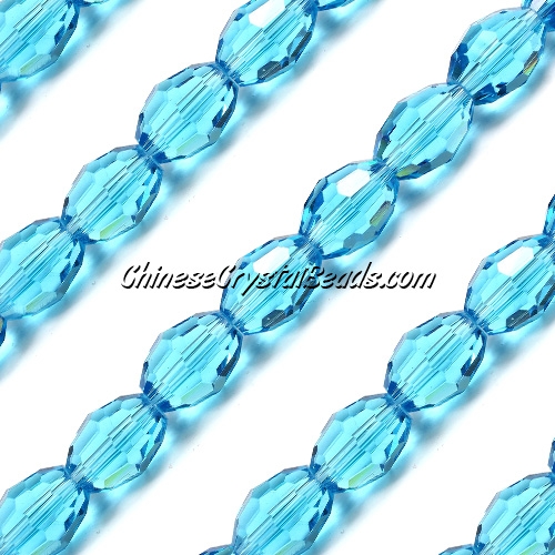 Chinese Crystal Faceted Barrel Strand Aqua, 10x13mm, 20 beads - Click Image to Close