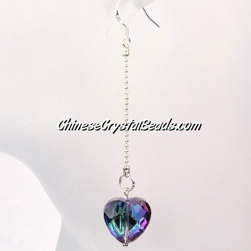 crystal earring, 14mm heart, sold 1pair - Click Image to Close