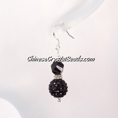 disco earring, Pave earring, #033, black, sold 1 pair - Click Image to Close