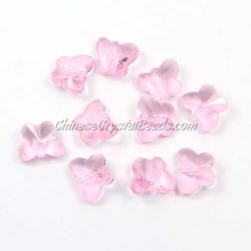 Crystal Butterfly Beads, pink, 12x14mm, 10 beads - Click Image to Close
