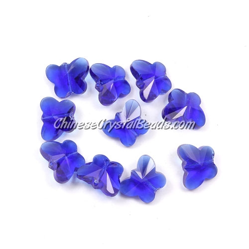 Crystal Butterfly Beads, sapphire, 12x14mm, 10 beads - Click Image to Close