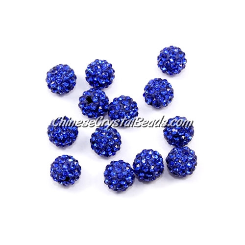 50pcs, 8mm Pave beads, hole: 1mm, navy blue - Click Image to Close