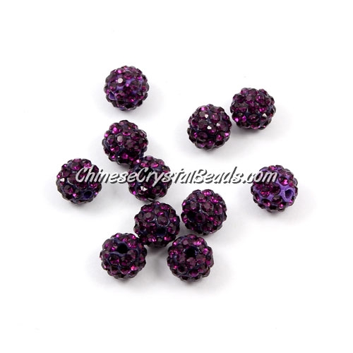 50pcs, 8mm Pave beads, hole: 1mm, violet - Click Image to Close