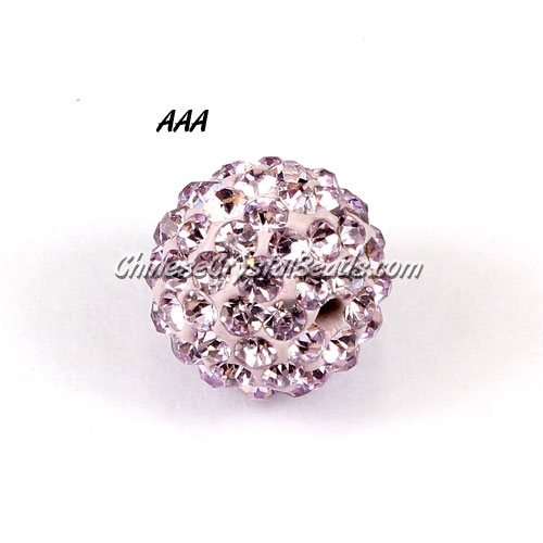 10Pcs 10mm AAA high quality Pave beads, Shining, Lt. Purple - Click Image to Close
