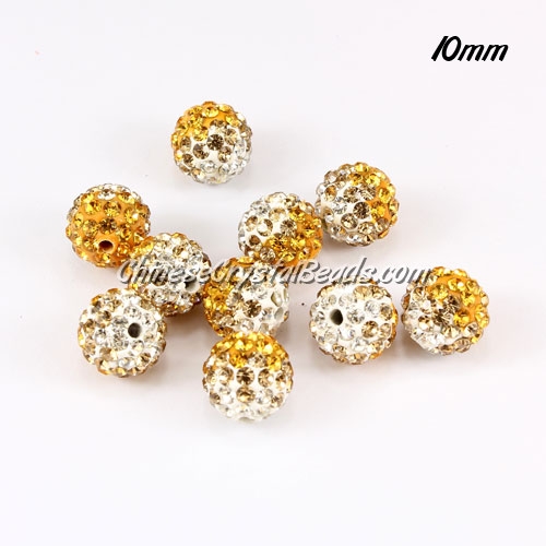 Clay Pave disco beads, Color Gradient white-sun, hole: 1.5mm, sold per pkg of 10pcs - Click Image to Close