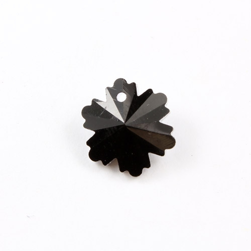 10Pcs crystal pendant snowflake, 1 hole 1mm, 12x14mm, black - Click Image to Close