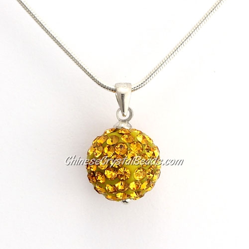 Pave Disco Ball Pendant, 12mm, amber 1, sold 1 pcs - Click Image to Close