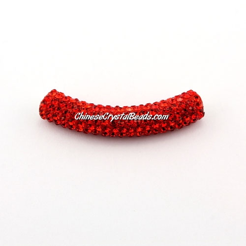 Pave Crystal Pave Tube Beads, 45mm, 4mm hole, red, sold 1pcs - Click Image to Close