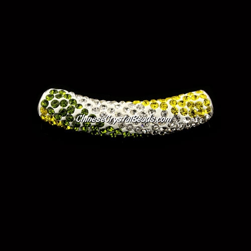 Pave Crystal Pave Tube Beads, 45mm, 4mm hole, twist 3 color 005, sold 1pcs - Click Image to Close