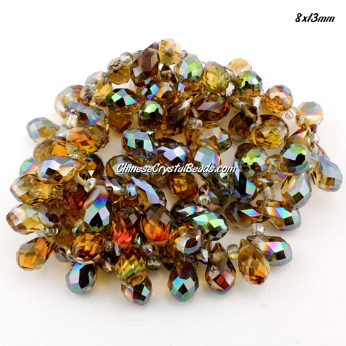 Crystal Briolette Bead Strand, new color#9, 8x13mm, 98 beads - Click Image to Close