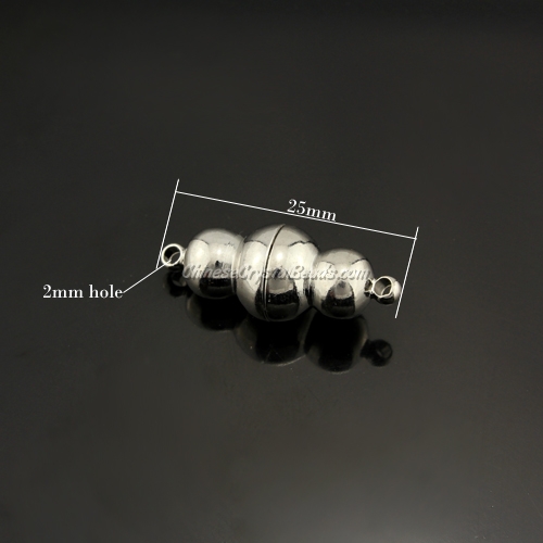 Brass Magnetic Clasps, Calabash, 10x25mm, platinum, hole 2mm, 10pcs - Click Image to Close