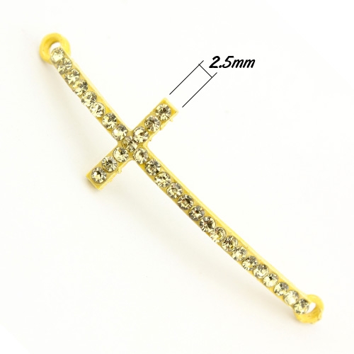 Pave cross Charms, alloy ,14x50mm, yellow, hole: 2mm, 1pcs - Click Image to Close