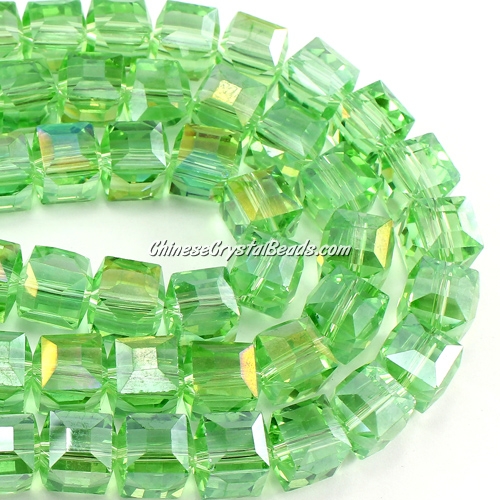 crystal cube beads, 10mm, lime green AB, sold per pkg of 20pcs(need 3 days to prepare the goods) - Click Image to Close
