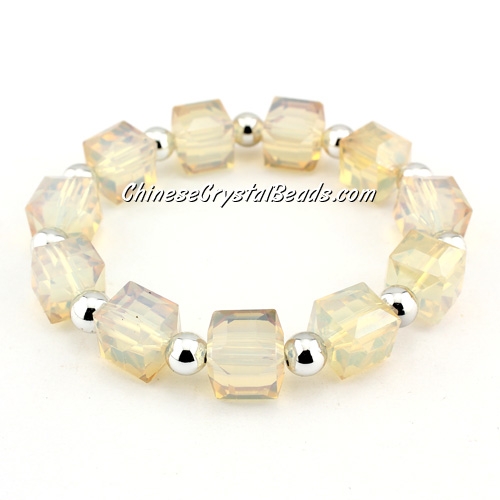 10mm cube crystal beads bracelet, 6mm CCB, opal yellow light - Click Image to Close