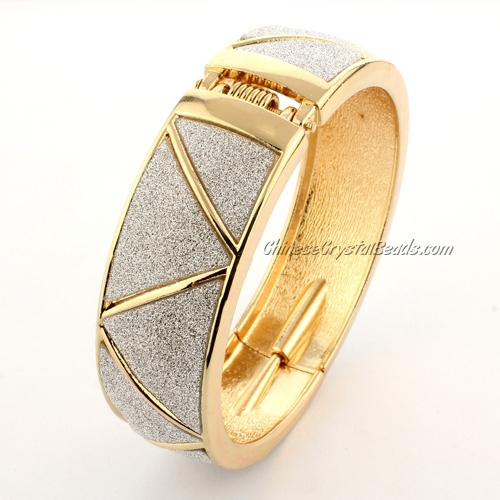 Womens Hinged Bangle Bracelet, alloy gold plated, 20mm wide, Length:60mm - Click Image to Close