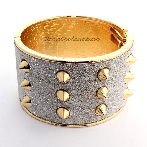 Womens Hinged Bangle Bracelet, Punk, Spike, 40mm wide, Length:60mm - Click Image to Close