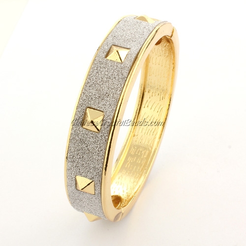 Womens Hinged Bangle Bracelet,alloy gold plated, Punk, Spike, 13mm wide, Length:60mm - Click Image to Close