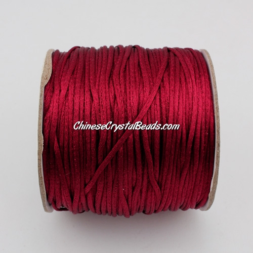 1.5mm Satin Rattail Cord thread, #28, dark red, 80Yard spool - Click Image to Close