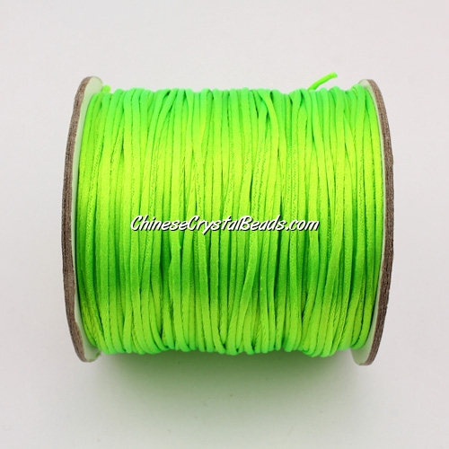 1.5mm Satin Rattail Cord thread, #10, green neon color 80Yard spool - Click Image to Close