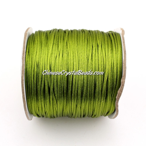 1.5mm Satin Rattail Cord thread, #09, Olive green, 80Yard spool - Click Image to Close