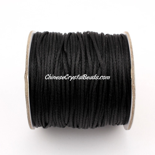 1.5mm Satin Rattail Cord thread, #02, black, 80Yard spool - Click Image to Close