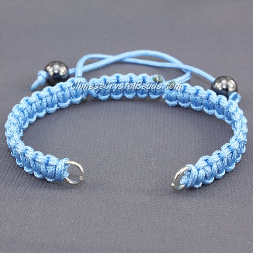 Pave chain, nylon cord, sky blue, wide : 7mm, length:14cm - Click Image to Close