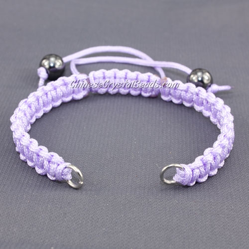Pave chain, nylon cord, light purple, wide : 7mm, length:14cm - Click Image to Close
