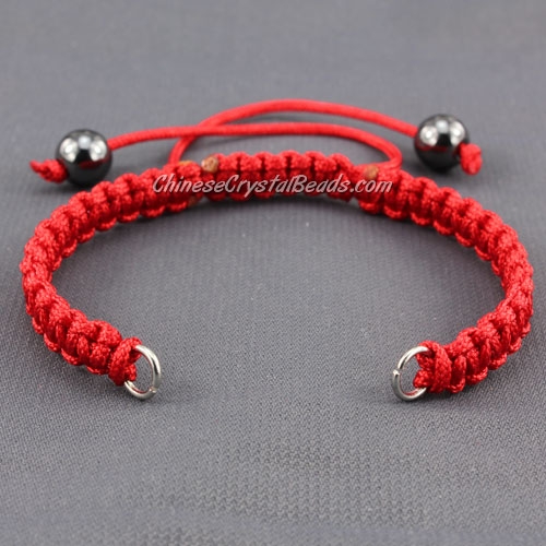 Pave chain, nylon cord, red, wide : 7mm, length:14cm - Click Image to Close