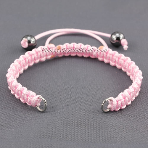 Pave chain, nylon cord, light pink, wide : 7mm, length:14cm - Click Image to Close