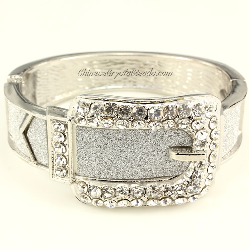 Womens Hinged Bangle Bracelet, Belt Buckle, 32-13mm wide, Length:60-50mm - Click Image to Close