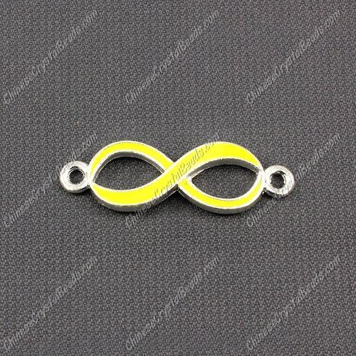 Infinity Links Connectors Pendants charm, 10x32mm, silver plated, yellow, 1pcs - Click Image to Close