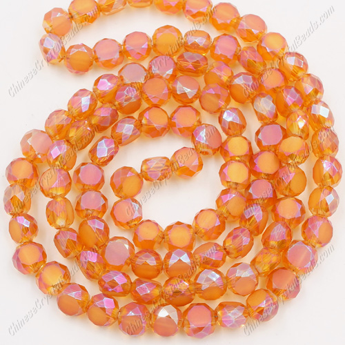 6mm Bread crystal beads long strand, amber AB, 100pcs per strand - Click Image to Close