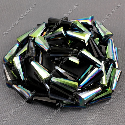 20pcs 8x15mm Chinese Artemis crystal beads strand black green light - Click Image to Close