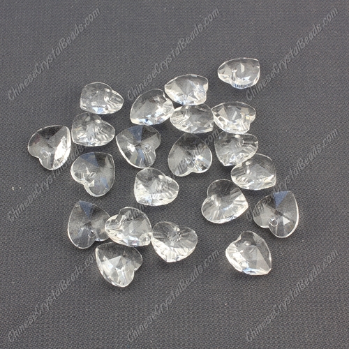 10mm crystal heart pendant, hole 1.5mm, Clear, sold per pkg of 10pcs - Click Image to Close