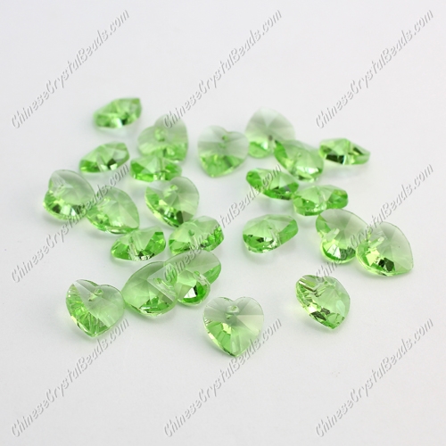 10mm crystal heart pendant, hole 1.5mm, lime green, sold per pkg of 10pcs - Click Image to Close